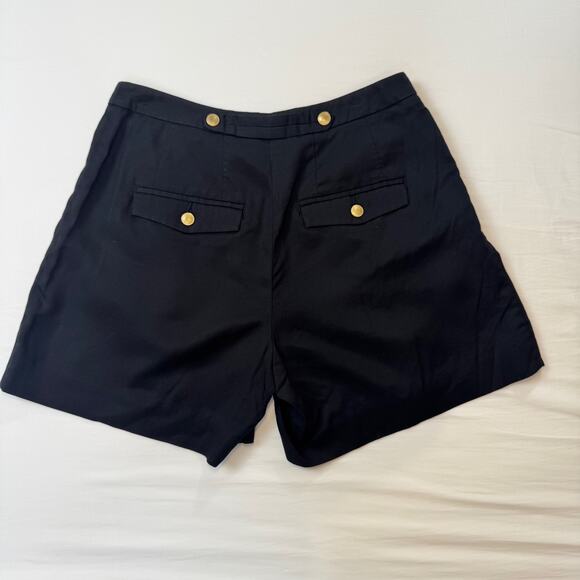 Anthropologie Coquille Black High-Rise Tailored Shorts Gold Button Women’s 2 - Picture 10 of 12
